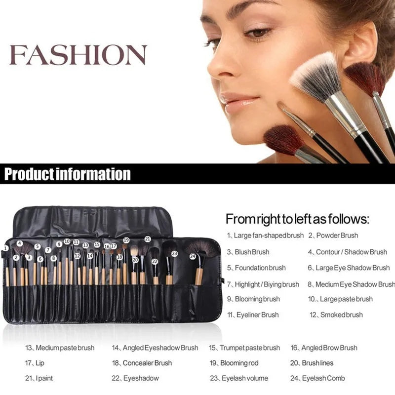 Gift Bag Of 24 Pcs Makeup Brushes Set - Professional Cosmetics Brushes: Eyebrow Powder Foundation Shadows - Make Up Tools