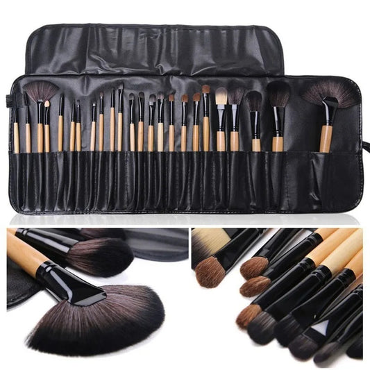 Gift Bag Of 24 Pcs Makeup Brushes Set - Professional Cosmetics Brushes: Eyebrow Powder Foundation Shadows - Make Up Tools